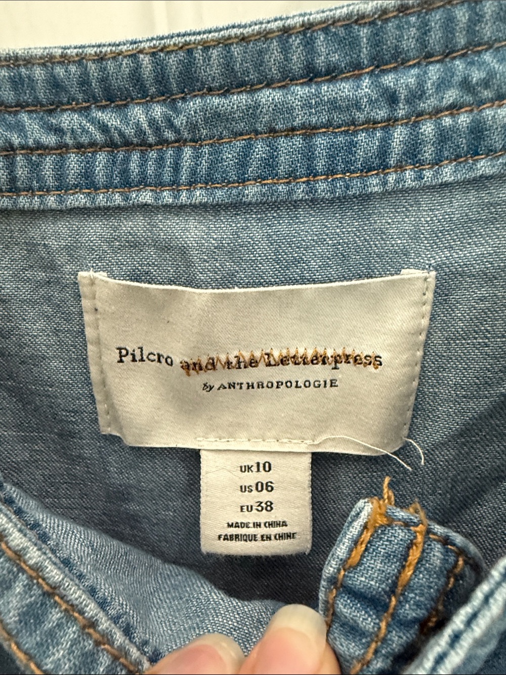 Pilcro and the Letterpress Light Blue Denim Puff-Sleeve Tie-Waist Jumpsuit - Picture 3 of 3